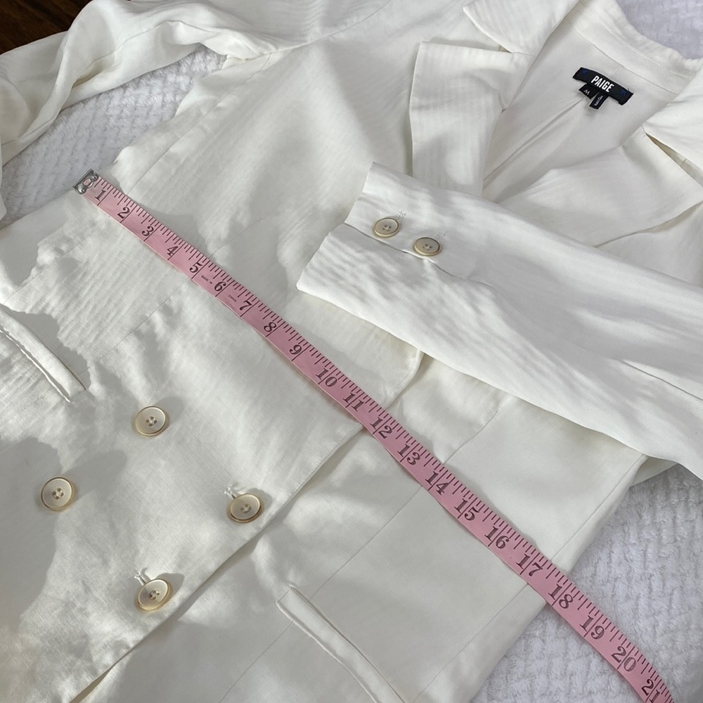 Paige Rosette Double Breasted White Pinstripe Power Blazer - Picture 10 of 17